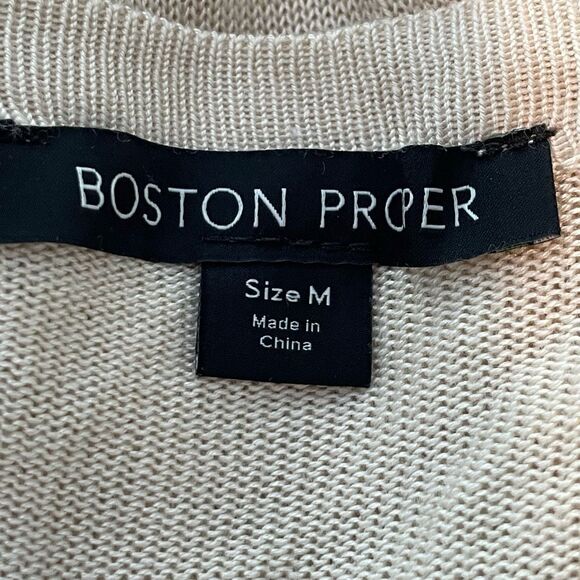 Boston Proper Long Line Duster Cardigan Sweater Cream Knit Button Front M - Picture 5 of 8